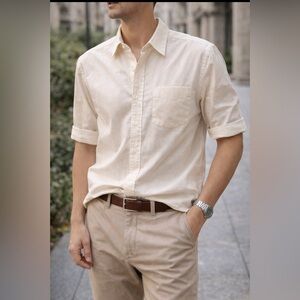 Dior Vintage Cream Casual Button Down Shirt, Plus de Coton
